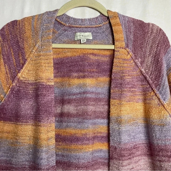 Lucky Brand Boho Soft Cozy Gradient Stripe Longline Open Front Cardigan - Picture 3 of 12